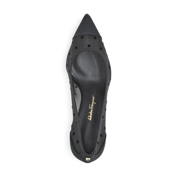 SALVATORE FERRAGAMO Womens Black Mesh Ribbon Cap 70 Stiletto Pumps 6.5 B - Picture 4 of 4